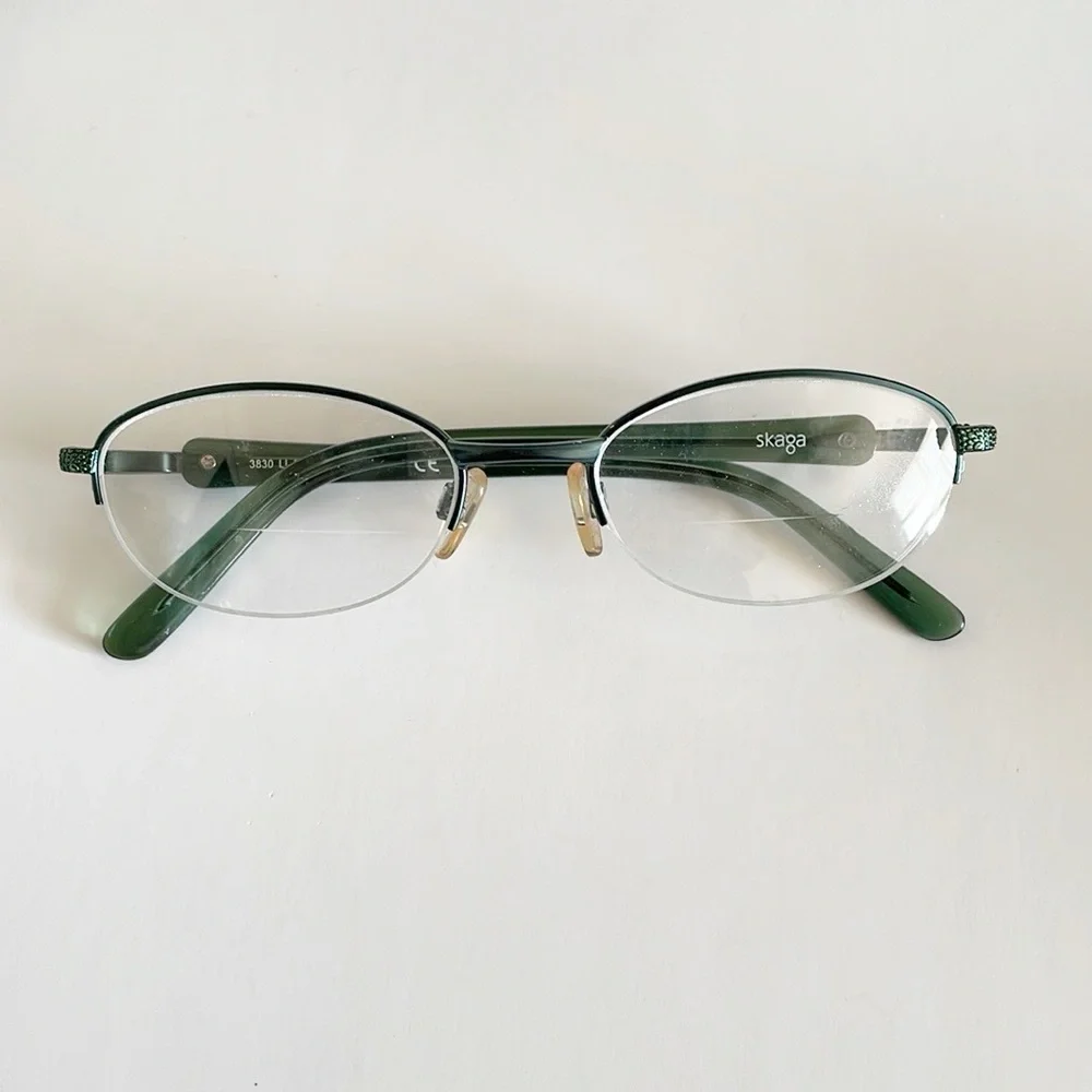 Skaga Half Rim Greem Metal Frame Eyeglass Frame Only 3830 LI 50[]18
